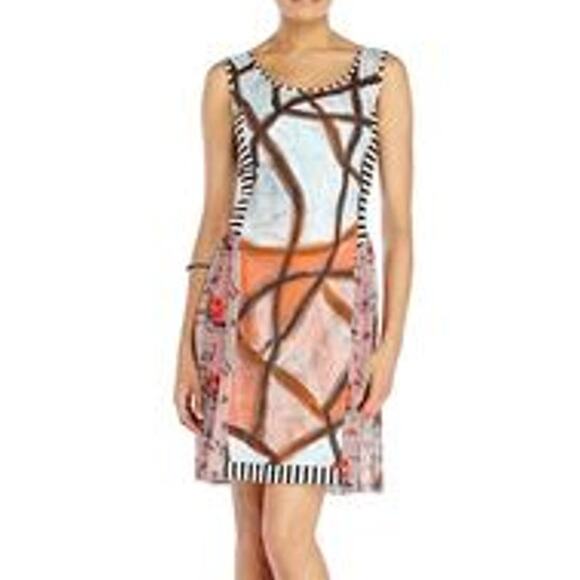 Save the Queen Dress Womens Small Floral Striped Sleeveless Mini Shift Pink Y2K - Picture 1 of 8